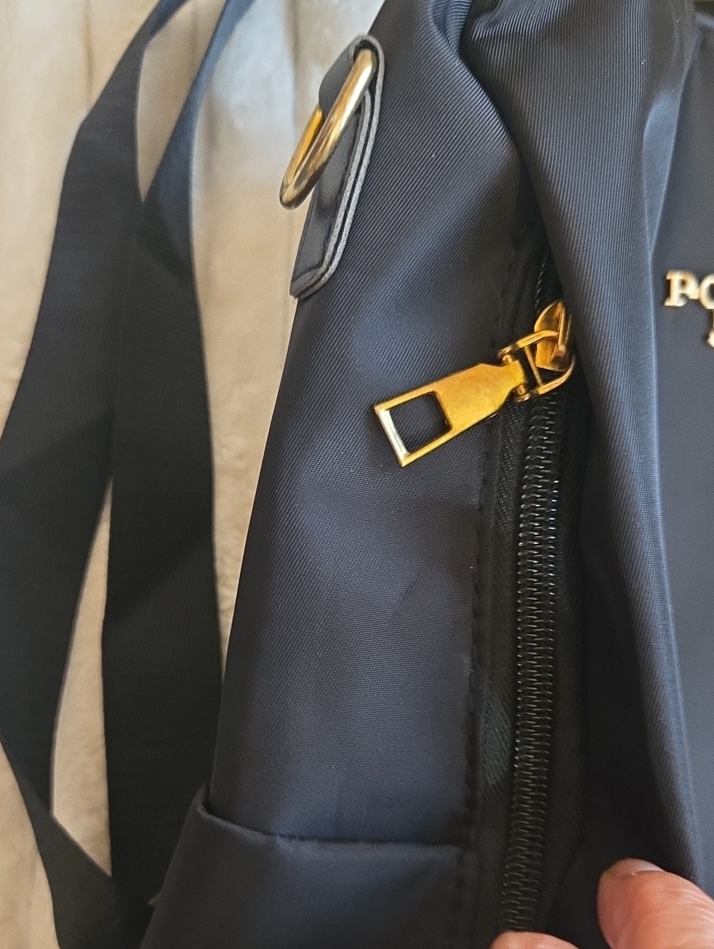 Black Nylon Backpack Bag with Gold Accents Safe And Stylish Travel - Picture 7 of 9